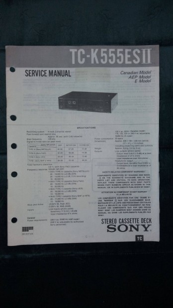 Sony TC-K555Es Service manual szerviz gpknyv
