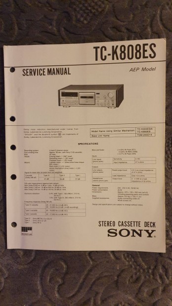 Sony TC-K808Es eredeti Service manual szerviz gpknyv