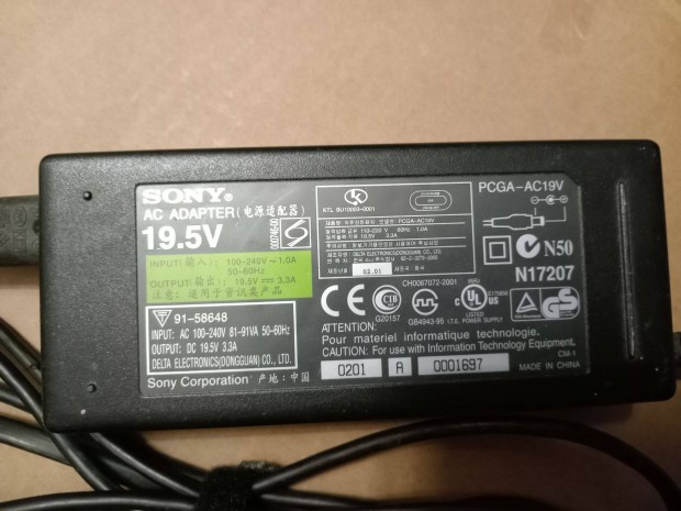 Sony VAIO 19.5V 3.3A (65W) gyri tlt elad