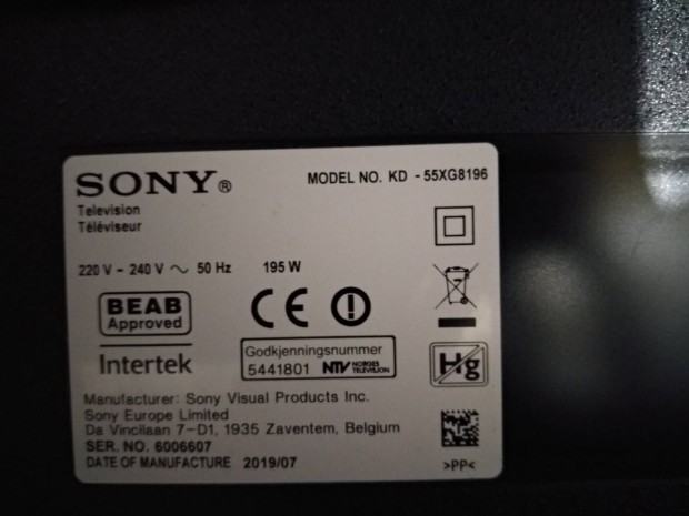 Sony XG8196 srlt kijelz