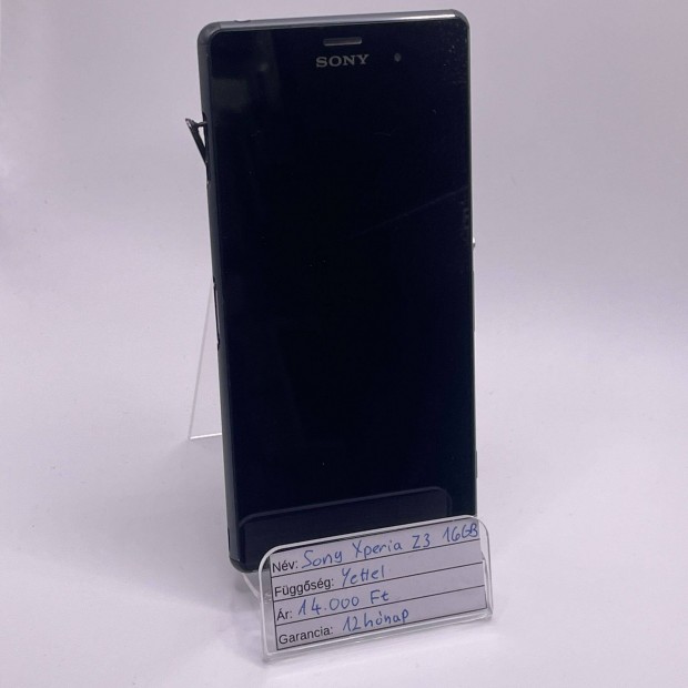 Sony Xperia Z3 16GB Yettel fgg 12 hnap garancia!