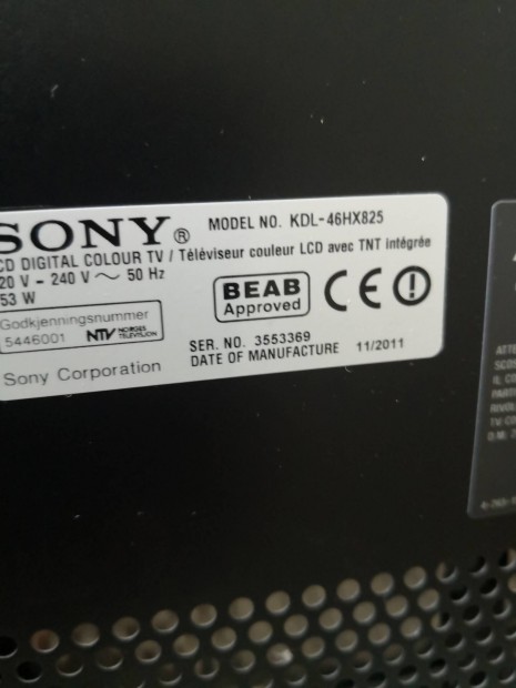 Sony bravia 46 coll 117cm TV LED TV elad! 