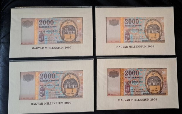 Sorszm kvet UNC Aranyfmszlas Millenniumi 2000 forint -os bankjegy