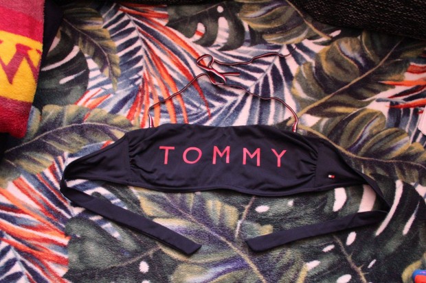 Sotetkek gyonyoru bandeau Tommy Hilfiger bikini felso, L, Uj