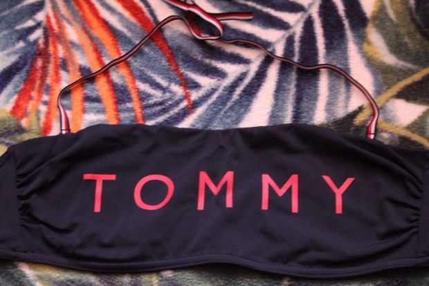 Sotetkek gyonyoru bandeau Tommy Hilfiger bikini felso, L, Uj