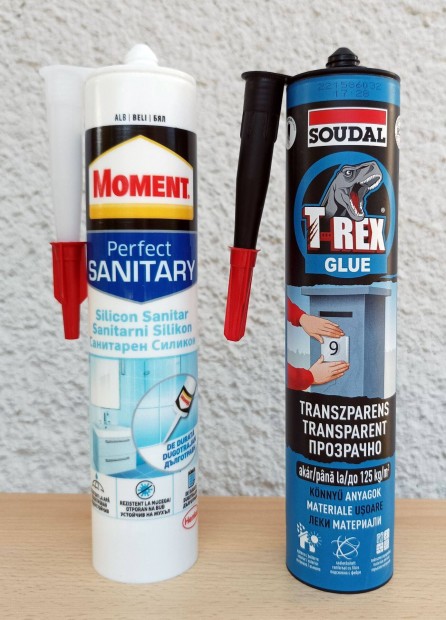 Soudal T-Rex szerelőragasztő kék 310g, fehér szaniter szilikon, új