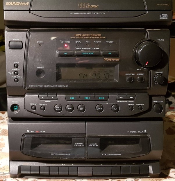 Soundwave nagyteljesítményű hifi tuner, magnó deck, CD, AUX sony