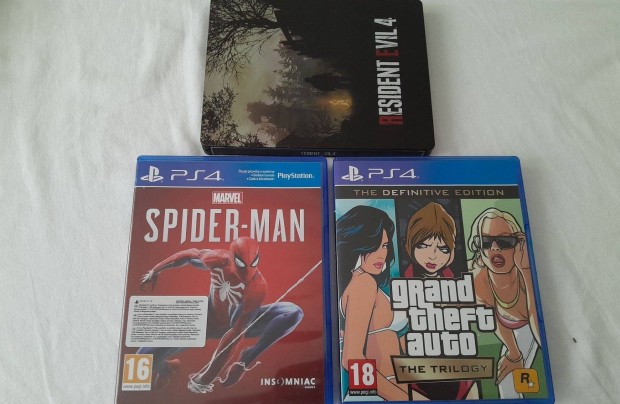 Spiderman + GTA + steelbook egybe PS4 PS5 jtk