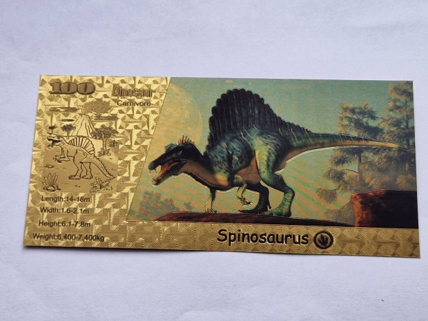 Spinosaurus sznes, arany szn plasztik lap. - 