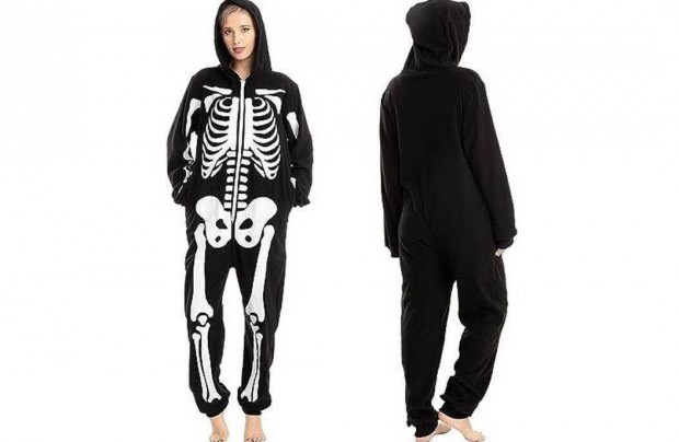 Spooktacular csontvz overl plss unisex felntt jelmez / pizsama, S