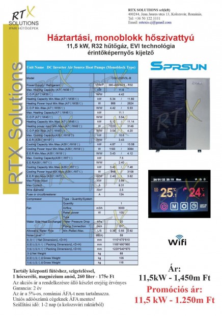 Sprsun monoblokk hszivatty, 11,6 kW.os, hrom fzis