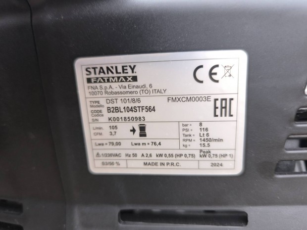 Stanley fatmax profi kompresszor j 6l