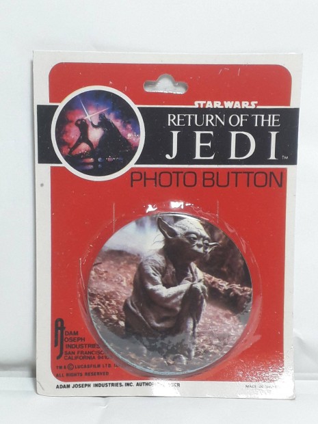 Star Wars Vintage ROTJ Photo Button Yoda 1983 Sealed