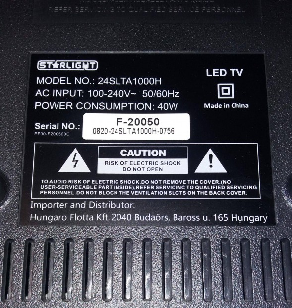 Starlight 24Slta1000H LED LCD tv hibás törött alkatrésznek