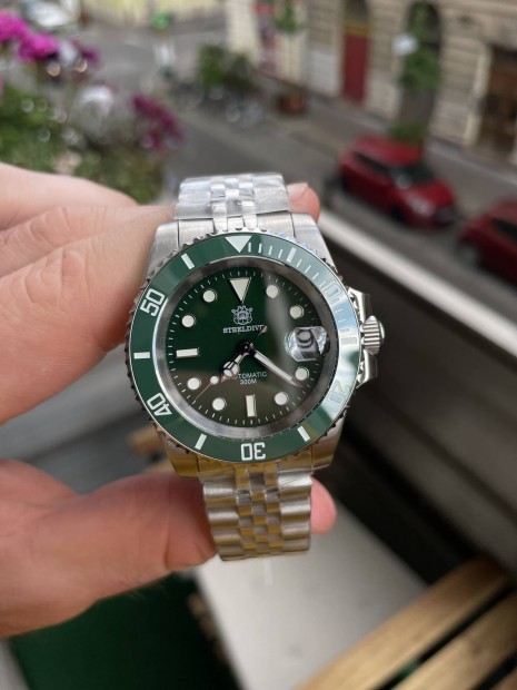 Steeldive SD1953 zld Submariner j, automata karra 