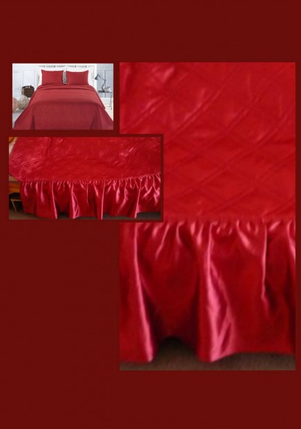 Steppelt franciaágy takaro 3 részes bordo selyem francia ágy takaro
