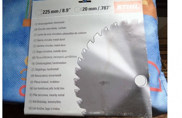 Stihl 225mm x 20 mm ,kemény fémlapos körfürészlap,teljesen új