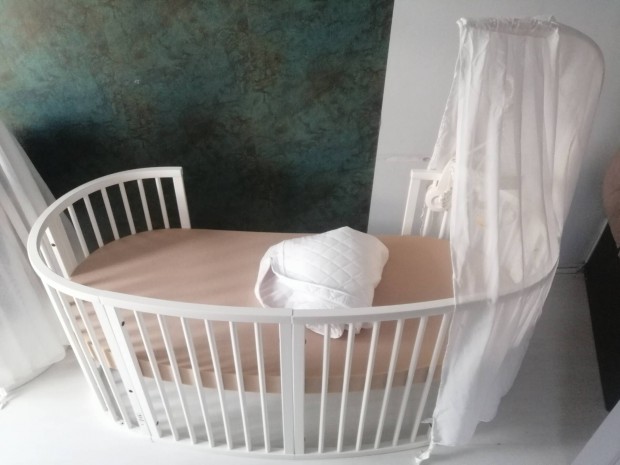 Stokke Sleepi gyerekgy baldachinnal, fehr 75x160 cm