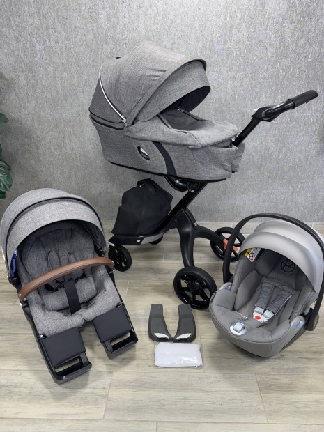 Stokke Xplory V6 Black Melange+Cybex hordoz