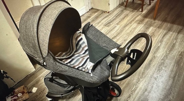 Stokke black melange szett babakocsi, hordozo, mozes, also taska