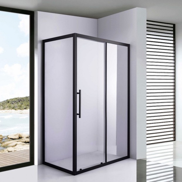 Stuxi Nizza Black 140x80 aszimmetrikus sz�gletes tol�ajt�s zuhanykabi