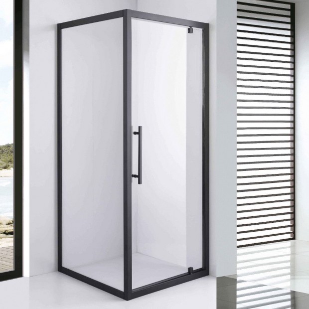 Stuxi Torino Black 90x90 sz�gletes ny�l�ajt�s zuhanykabin 6 mm v�zlep