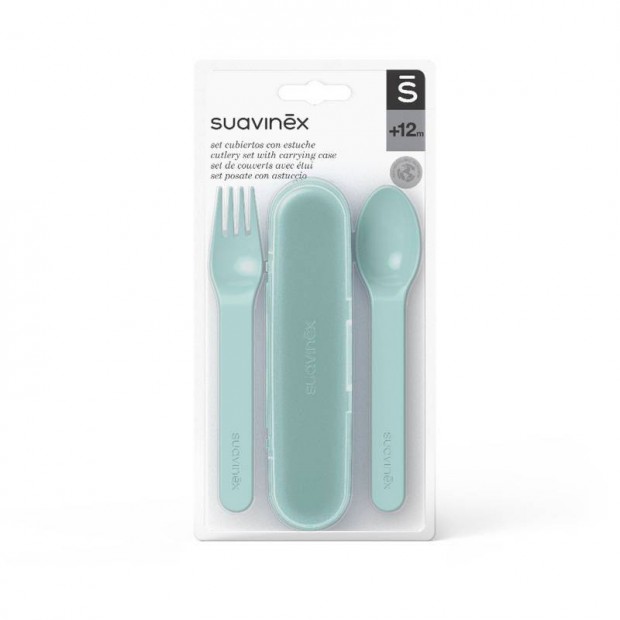Suavinex Go Natural Cutlery Set,+12m -zld