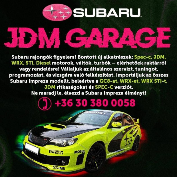 Subaru JDM Garage/Szerviz,Import,Tuning