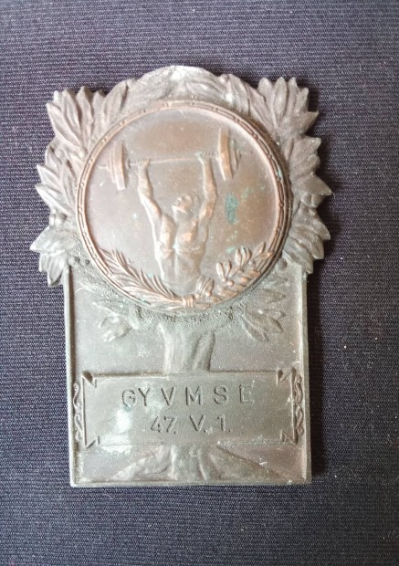 Slyemels GY.V.M.S.E. 1947 bronz plakett 