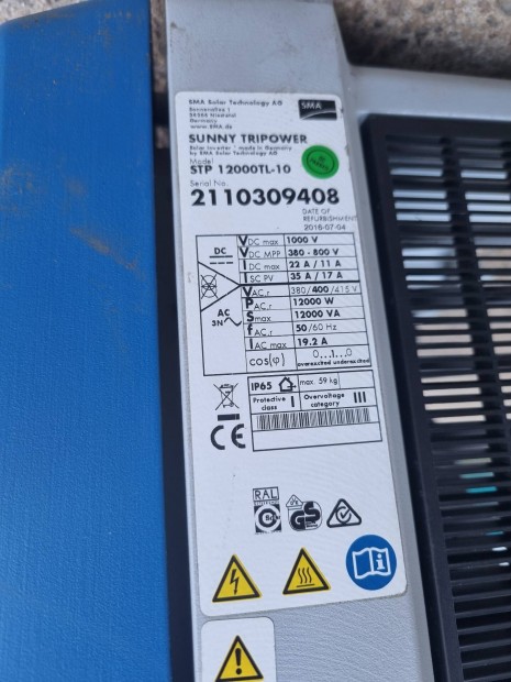 Sunny tripower STP12000 TL-10 inverter elad 