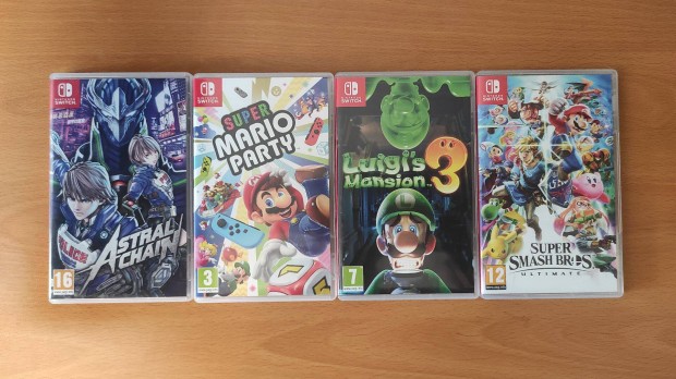 Super Mario Party, Astral Chain, Luigi's Mansion, Super Smash Bros