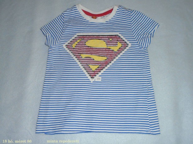 Superman mintás csíkos póló 12-18 hó (méret 86)