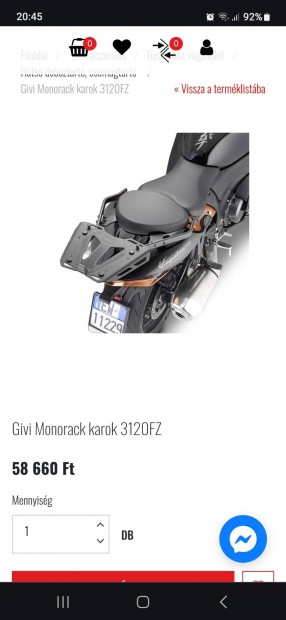 Suzuki Hayabusa Gen 3 Givi monolock doboztart