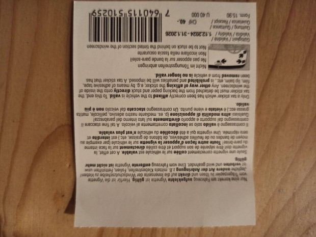Svájci autópálya matrica +osztrák 10 napos