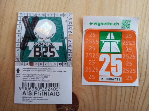 Svájci autópálya matrica +osztrák 10 napos