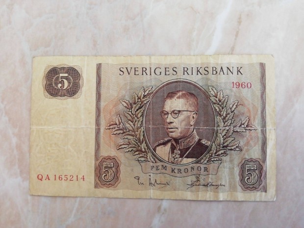 Svd /Sveriges Riks Bank/ 5 Korona 1960-as kiads