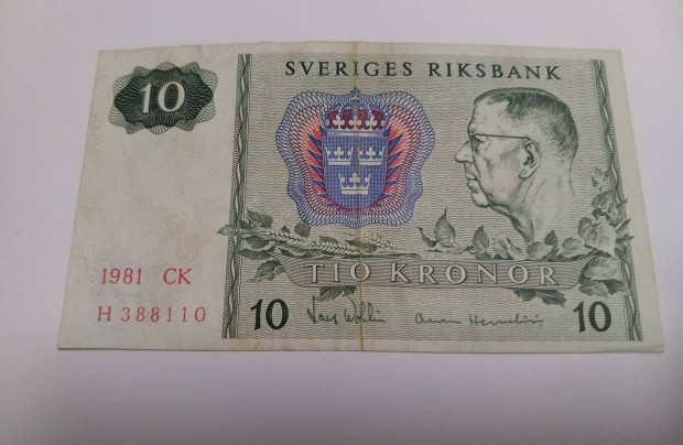 Svdorszg 10 korona 1981. VF/F