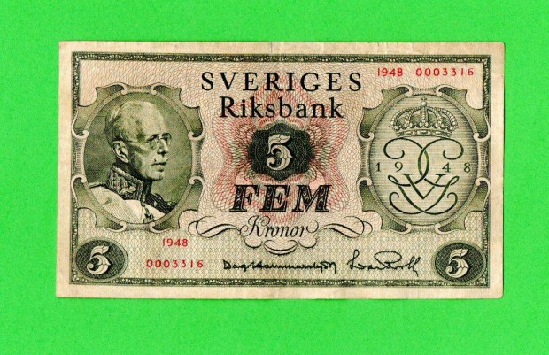 Svdorszg 5 korona, 1948 EF Bankjegy Elad!