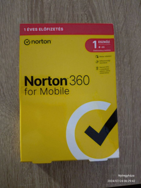 Symantec Norton 360 for Mobile HUN 1 ves vrusvdelem elfizets