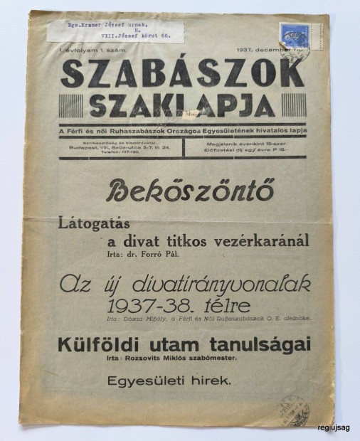 Szabszok Szaklapja / / jsg - Magyar / 1937 XII