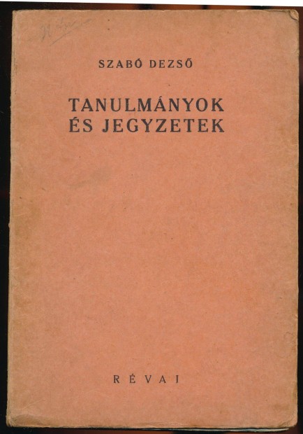 Szab Dezs: Tanulmnyok s jegyzetek