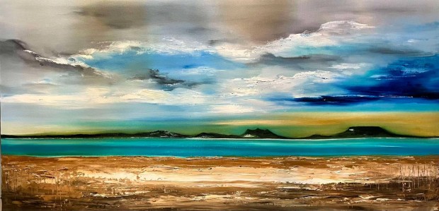 Szalai Krisztin : Balatonfenyves. 40x80cm olaj vszon, mvsztl !