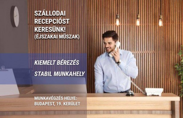 Szllodai recepcis (jszakai mszak) - Chesscom Budapest, KKI