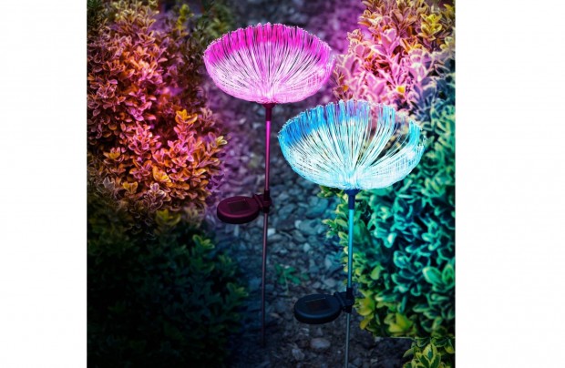Száloptikás szolár medúza - 80 cm - színes LED