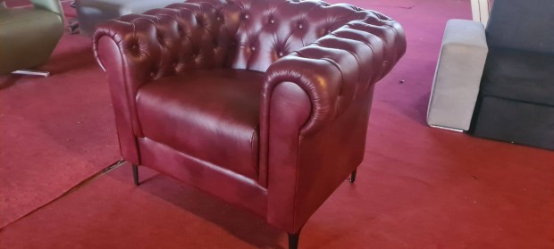 Számít a minőség??új antikbordó valódi bőr chesterfield fotel 250eft