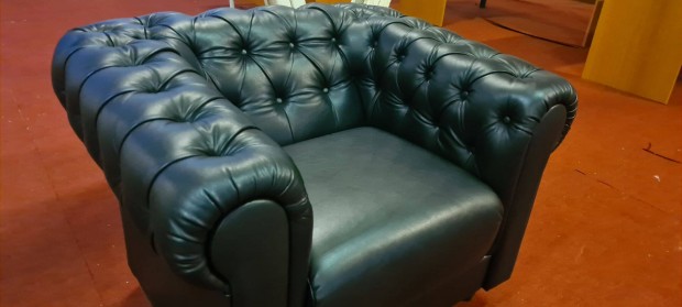 Számít a minőség?új antikzöld valódi bőr chesterfield fotel 250eft