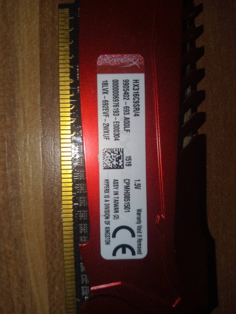 Szmtgpbe Kingston Hiperx DDR3 4GB 1600MHZ 