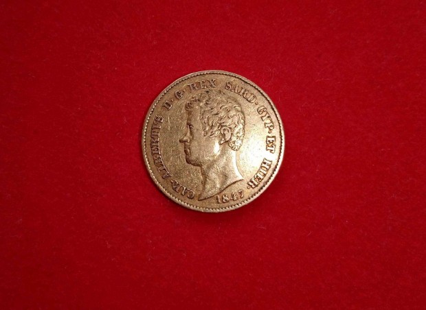 Szrd-Piemonti Kirlysg arany 20 Lra 1847 Genova - 6,4g - certivel