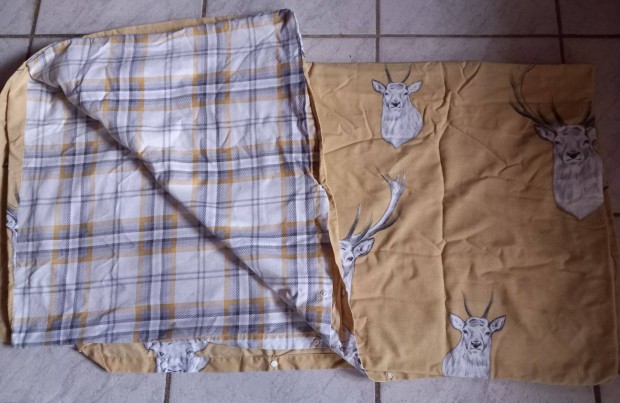 Szarvasos-kockás kétoldalú paplanhuzat sárga - Új