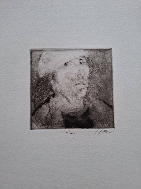 Sz�sz Endre ifj� portr� sapk�s f�rfi (limit�lt grafika)